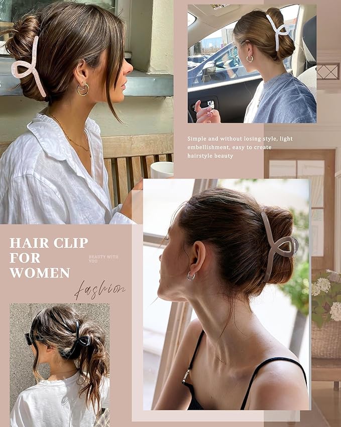 Molans 5Inch Large Hair Claw Clips 4 PCS for Women - Acrylic Hair Accessories for Thick Hair and Long Hair, Big Strong Durable Hair Applique, Oversized Non-slip Rectangle Butterfly Jaw Hair Clips