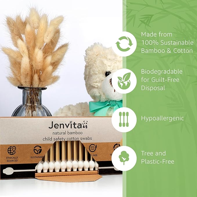 100% Bamboo Cotton Swabs for Ears (5000-Pack) - Perfect for Baby & Personal Care | Double-Tipped Ear Swab Cotton for Makeup & Cleaning | FSC Certified & Hypoallergenic, Made for All Ages & Pet
