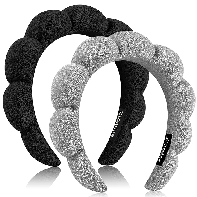 Spa Headbands for Washing Face or Facial, Set of 2 Skincare Headbands, Terry Cloth Headband Wash Combo Pack - Puffy Makeup Washing, Mask, Skin Treatment