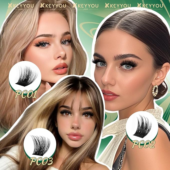 KEYYOU Lash Clusters 144pcs Eyelash Clusters 10-18mix D Curl Cluster Lashes Thick Super Soft Wispy DIY Eyelash Extension at Home(PC01-D-10-18MIX)