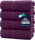 DAN RIVER Bath Towels Set of 4, 27 x 54 Inches, 100% Cotton, Larger & Lighter Weight, Quicker to Dry, Super Soft and Absorbent, Ideal Quick Dry Bath Towel for Daily Use, Purple
