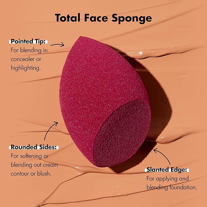 e.l.f. Total Face Sponge Duo, Plush, Multi-Sided & Latex-Free Makeup Sponges For Easy Blending Of Concealer, Highlighter & more, Vegan & Cruelty-Free