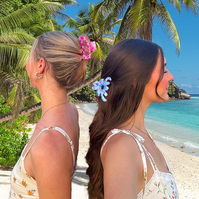 Hair Clips for Women,6PCS Big Flower Claw Clips for Thick Thin Hair,Strong Hold Cute Hair Accessories for Girls,Nonslip Beach Vacation Essentials Summer Accessories (colorful)