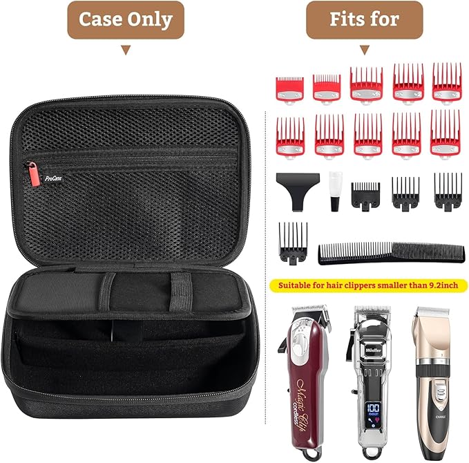 ProCase Hard Travel Case for Hair Clippers, Hair Cutting Barber Supplies Holder, Trimmer Organizer Storage Bag for Hatteker/Oneisal/Wahl 5Star/Andis Men Razor Guard Grooming Kits -Small & Black