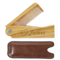 Onedor Wooden Comb, Personalized Custom Fine Tooth Combs for Men's Hair, Beard & Mustache, Anti-Static Sandalwood Comb, 100% Nature Handmade, Customized Gifts for Men - With Leather Case