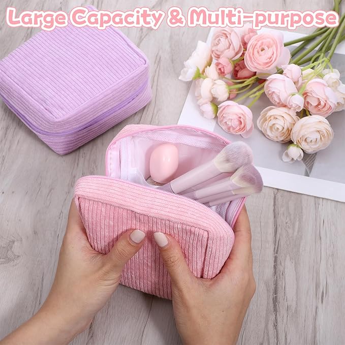 2 Pcs Menstrual Bags for Teen Girls, Period Bag for Teen Girls, Mini Corduroy Travel Period Bag for Sanitary Napkin, Corduroy Sanitary Napkin Storage Bags Tampon Holder for Women Purse