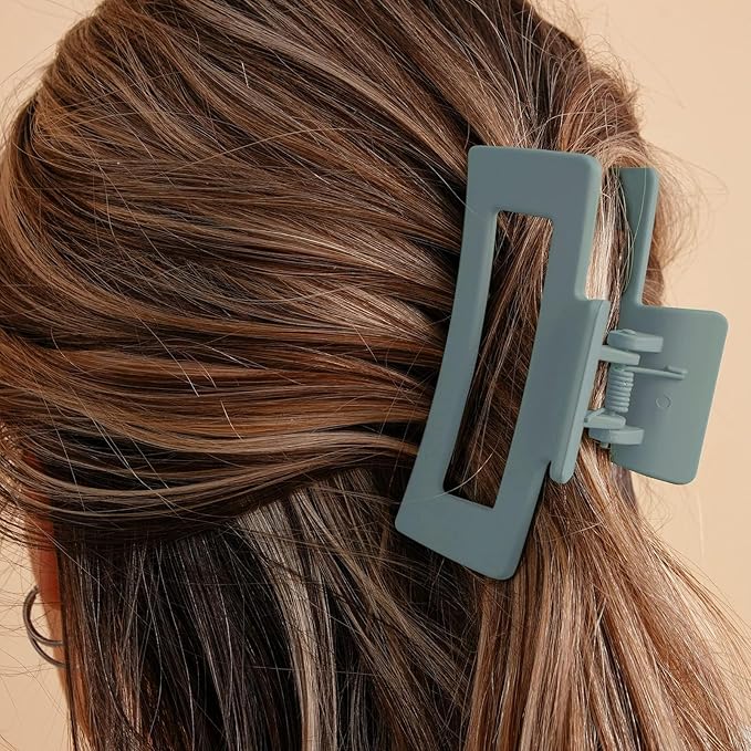 Auseibeely 6 Pack Square Claw Clips for Women Girls,Rectangle Hair Clip 3.35" Medium Non-slip Claw Clips, Strong Hold Matte Jaw Claws for Thin/Medium Hair Banana Jaw Clips Accessories Gift