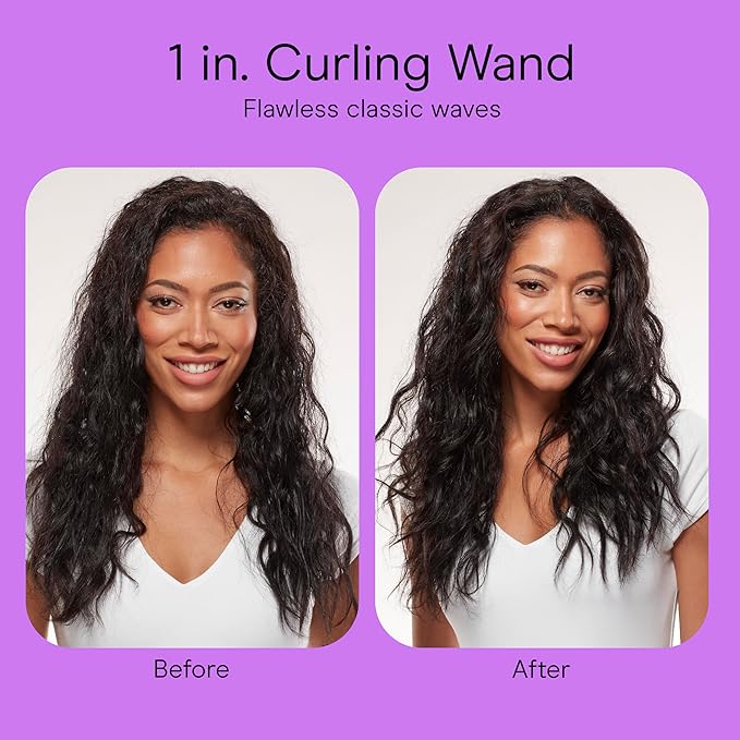 Conair Double Ceramic 1-Inch Curling Wand with Claw Clip, Produces Flawless Waves, Curling Iron for Use on Medium and Long Hair, 30 Heat Setting Curling Iron, White