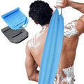 Back Scrubber for Shower Exfoliating Washcloth Back Cloth Body Extended Length Scrubber Towel Nylon Exfoliating Stretchable Pull Strap Wash Cloth for Bath Body Scrub Washcloth 2 Pack (Gray,Blue)