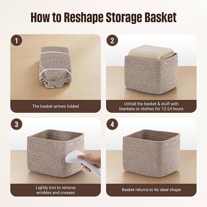 5-Pack Storage Cubes Woven Rope Baskets - 2 Sizes Organizer Bins for Closet, Shelf, Bookshelf, Nursery, Changing Table, Cube Storage Bins, Storage Baskets for Bathroom Toy & Home