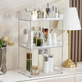 3 Tier Bathroom Counter Organizer, Multi-Purpose Cosmetics Skincare Shelf, Fits A4 Size Makeup Organizer for Office and Vanity Tray, Countertop Storage Solution for Kitchen,Bath.(Clear)