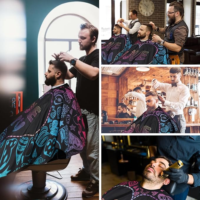 Professional Hair Cutting Cape with Neck Duster Brush, Waterproof Salon Barber Cape with Snaps, Barber Accessories