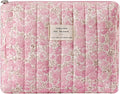 uekeboag Quilted Cotton Makeup Bag,Coquette Quilted Toiletry Bag for Women and Girls,Floral Coquette Pouch,Cute Kawaii Travel Cosmetic Bags(Watercolour Pink Flower)