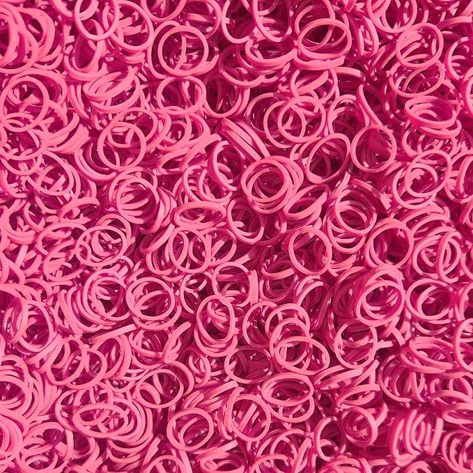 Amelia Beauty 500 Count Small Rubber Bands for Hair – ½" Pink - Made in USA - Recloseable Container - Mini Hair Elastics for Braids, Ponytails, Cornrows & Twists – Strong Hold Ponytail Holders