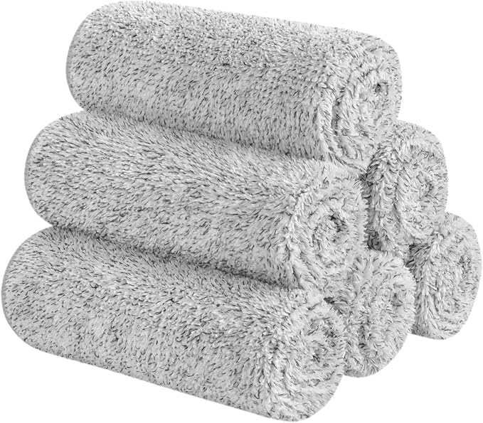 SINLAND Microfiber Face Cloths Highly Absorbent Washcloths Soft Feel Fingertip Towels Multi-Purpose Wash Cloths for Bathroom, Gym, Hotel, Spa and Kitchen, 12Inch x 12Inch