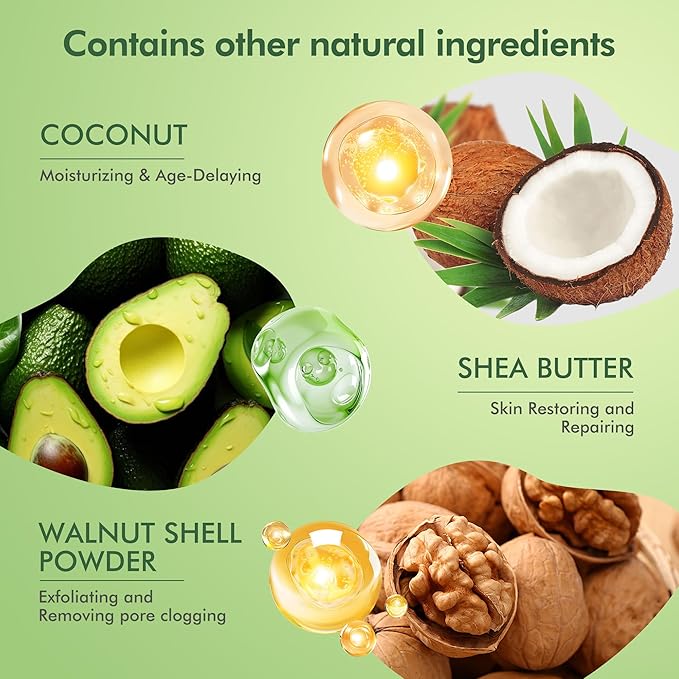 Armpit Detox and Scrub with Shea Butter and Coconut 8.82oz-Exfoliating Scrub with Natural Ingredients for Removing Odor, Deep Cleansing and Exfoliating, also for Legs, Knee, Feet, Hands, Body