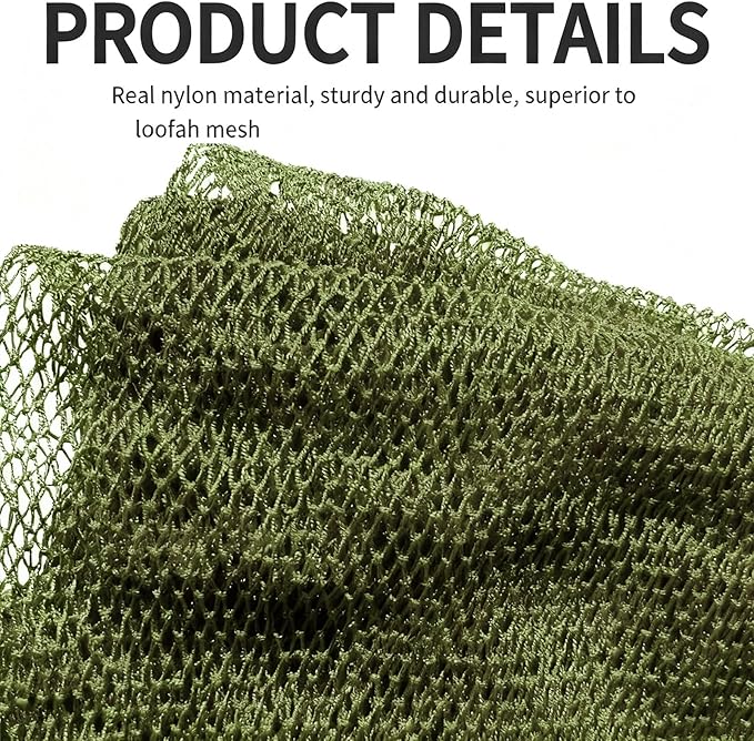 African Net Sponge Authentic, African Exfoliating Sponge Real African Net Black Owned, African Bath Sponge Back Scrubber, Body Exfoliator Shower Bath Accessories (Olive Green)