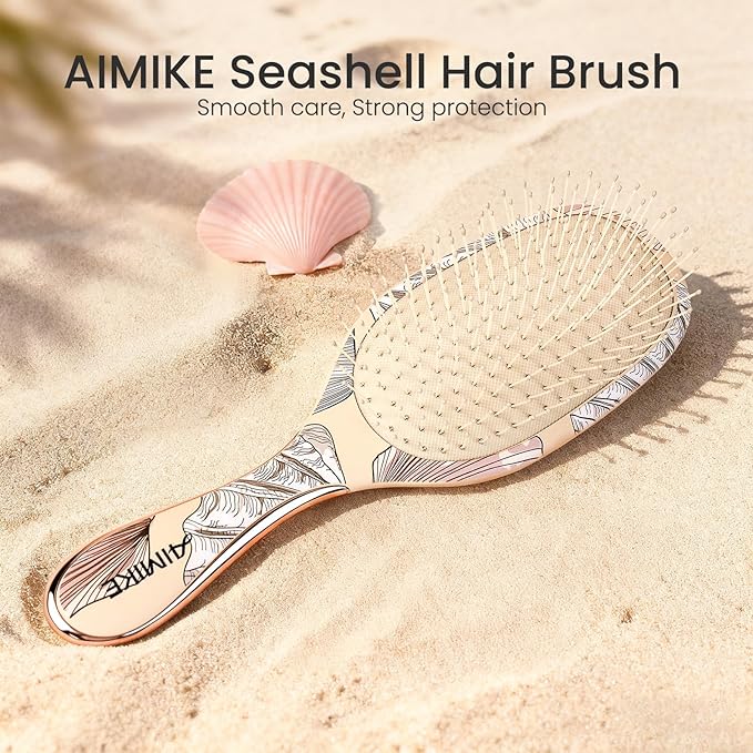 AIMIKE Paddle Hairbrush for Women & Kids – Gentle Hair Brush Detangler for Fine Thin Hair, Soft Flexible Bristles Smooth Knots Painlessly, Makes Brushing Fun for Kids, Works on Wet Dry Hair