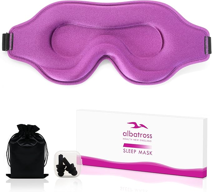 Sleep Eye Mask for Men Women, Lash Extensions 3D Sleeping Mask, Travel Blackout Night Blindfold Eye Shade Cover with Adjustable Strap (Purple-3D)