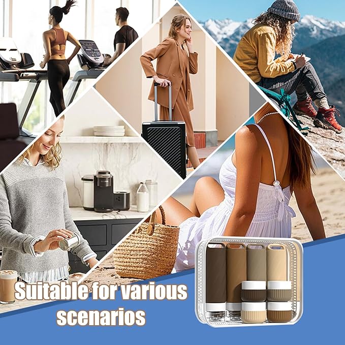 26 Pieces Travel Size Toiletries Bottles Set, Tsa Approved Leakproof Refillable Travel Bottles with Hanging hole design, Silicone Material, Suitable for Shampoo, Conditioner, and Body Lotion