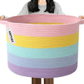 115L Large Blanket Basket,23.6" L x 23.6" W x 15.7" H Rope Woven Baskets with Handles, Toys Storage Bins,Laundry Basket Perfect for Living Room, Nursery,Bedroom,Home Organization,Colorful