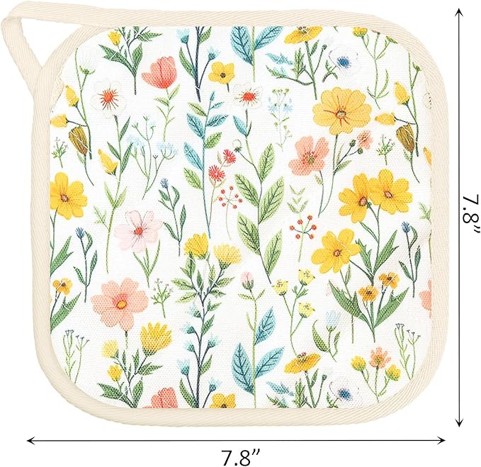 6 Pack Pot Holders 100% Cotton Heat Resistant Potholder, Machine Washable Pot Holder, Hot Pads, Table Pads for Cooking Baking (Y)