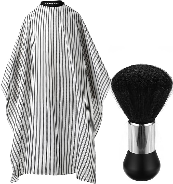 Professional Waterproof Barber Cape with Snap Closure, Hair Cutting Salon Cape Hairdressing Apron Stripe