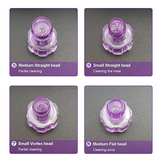 Elitzia Plastic Dermabrasion Microderma Heads Facial Aqua Peel Tips Water Peeling Caps Facial Care Skin Cleaning Tool Beauty Machine Replacement Spare Parts 8pcs Per Set（Purple）