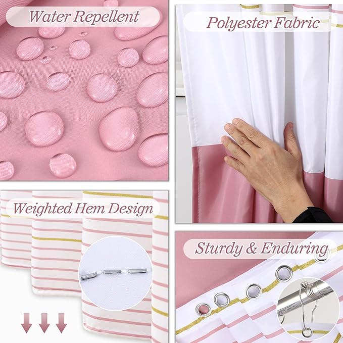 Bathroom Set - Bathroom Sets with Shower Curtain and Rugs, 25PC Bathroom Accessory Set, Pink Bathroom Accessories Set with Trash Can, Soap Dispensers