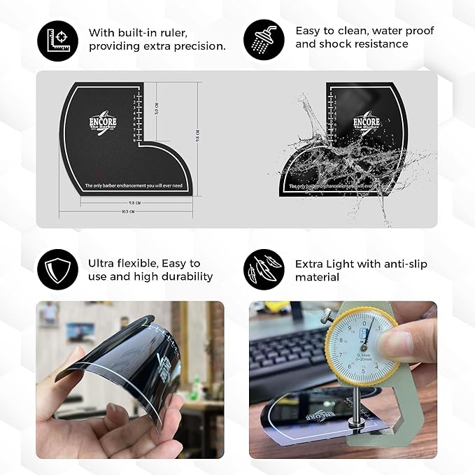 Enhancement Card (Black) | for barbers | crispy lines | hairline repair | Beard lineup | Outline shapeup tool | Design ruler | fiber application guide | waterproof