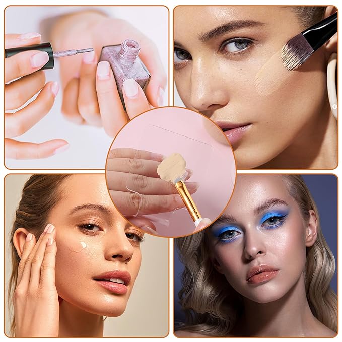 2 Pcs Handheld Acrylic Makeup Palette, Foundation Mixing Palette Nail Art Manicure Tray Clear Cosmetic Mixing Tray Apply for Foundation Eye Shadow Lipsticks Blending (Round, Rectangle)