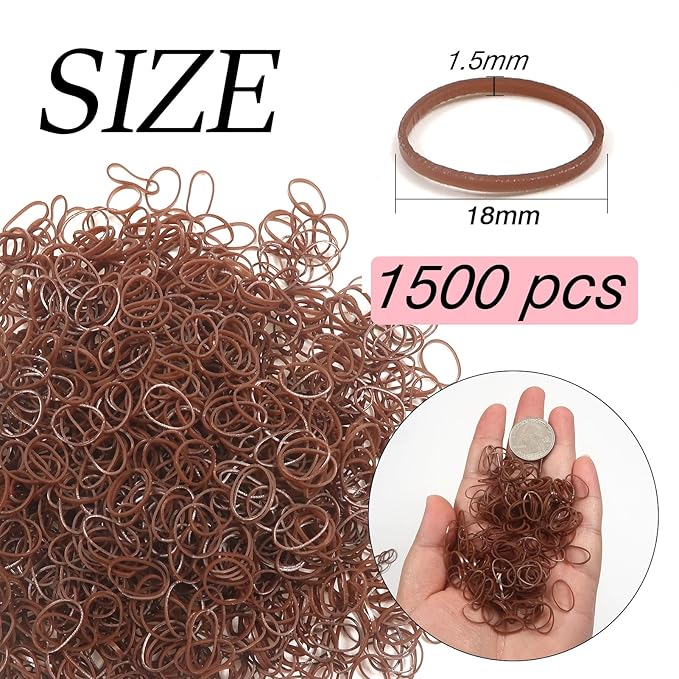 Brown Elastics Hair Bands 1500pcs Mini Rubber Hairband Soften 18mm Ponytail Holders Hairiness Ties No Damaged Accessories for Women Braids