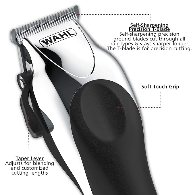 Wahl Clipper USA Deluxe Corded Chrome Pro, Complete Hair and Trimming Kit, Includes Corded Clipper, Cordless Battery Trimmer, and Styling Shears, for a Cut Every Time - Model 3029682