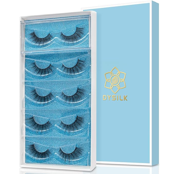 DYSILK Eyelashes Mink Lashes - Wispy Eyelashes 5 Pairs 6D Lashes Kit False Lashes Natural Look Eye Lashes Cat Eye Fake Eyelashes Volume Lashes Strip | 15.2mm