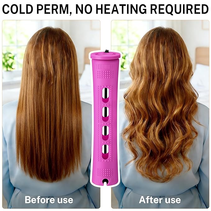 60 Pcs Perm Rods for Long Hair, Cold Wave Perm Rods Set for Women's Long & Short Plastic Curling Rollers for Hair Curling and DIY Hairdressing Styling Tool（0.75 x 3.22 inches）