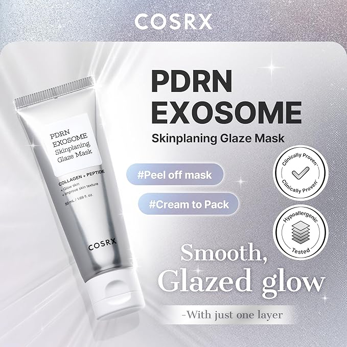 COSRX PDRN Exosome Glaze Wrapping Mask for Face with Salmon DNA PDRN, Easy Peel-Off Overnight Mask for Glass Skin, 1.69 fl. Oz, Korean Skin Care