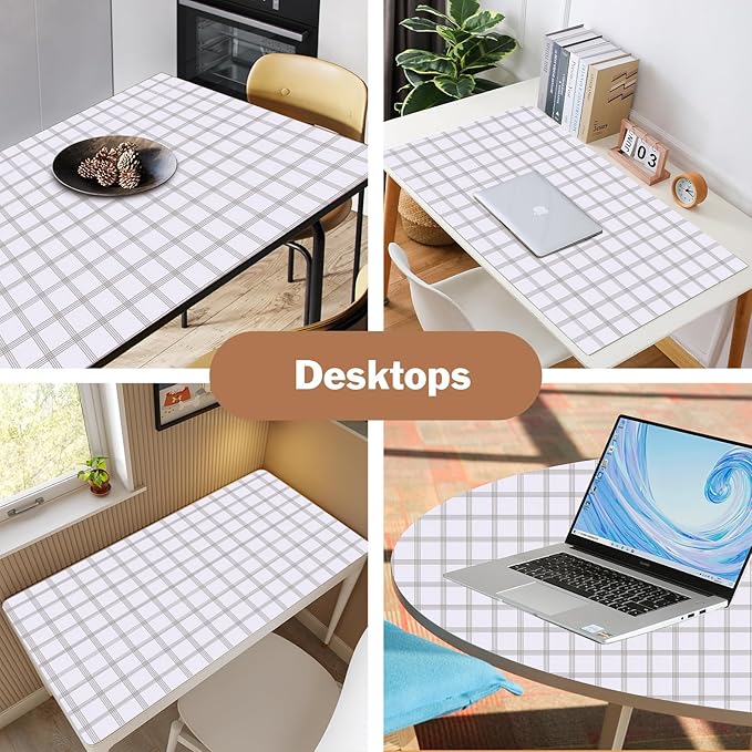 Shelf Liners for Kitchen Cabinets 17in x 20FT, Non Adhesive Drawer Liner White Square Thickened Shelf Liner Non-Slip Easy to Clean for Tool Box Refrigerator with Knife and Tape Measure