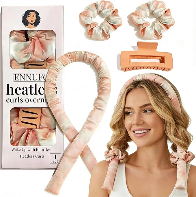 Heatless Curls Overnight, Heatless Hair Curler for Sleep in Waves, No Heat Curling Rod Headband Overnight Set, Soft Damage-Free, Comfortable Sleep in, for Long or Short Hair