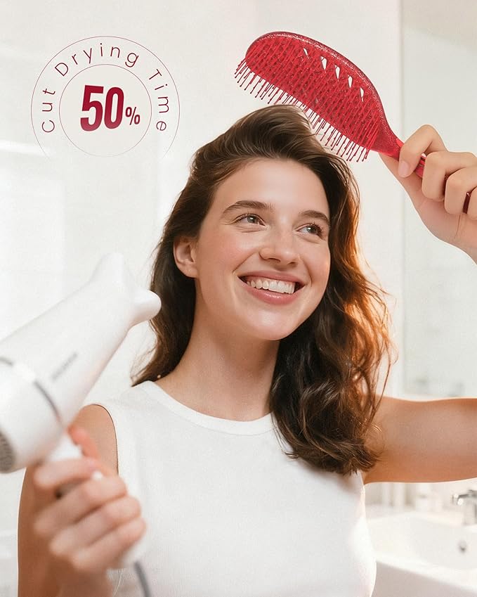 Gift for Women, Gifts for Kids & Teen Girls, AIMIKE Painless Detangler Hair Brush w/Soft Bristles, Extra Gentle Wet & Dry Brush for Fine or Daughter’s Hair, Ideal Holiday Presents