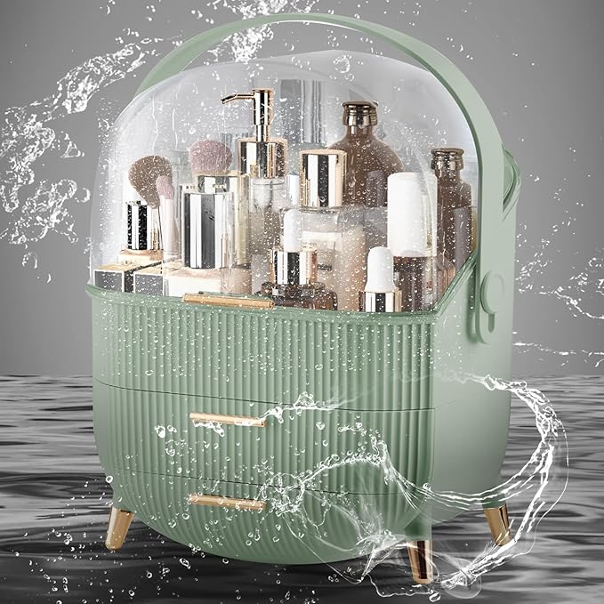 Egg Makeup Organizer, Egg Shape(Oval) Makeup Storage Box Countertop Portable Vanity Cosmetics Organizer