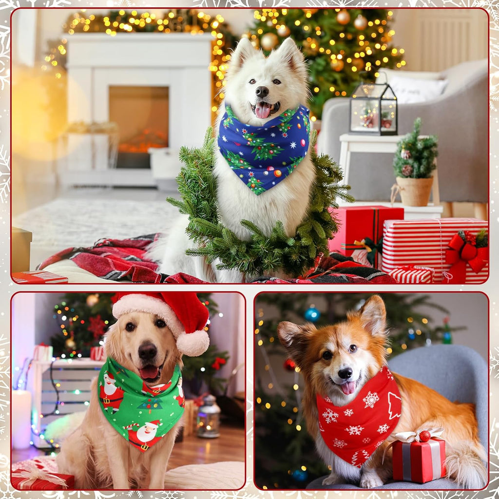 Abbylike 100 Pcs Christmas Dog Bandanas Bulk Xmas Bandanas for Dogs Triangle Kerchief Bibs Scarf Set for Pet Xmas Costume Photo Props Accessories Pet Shops Grooming, 25 Styles (25.6 x 17.7 x 17.7)