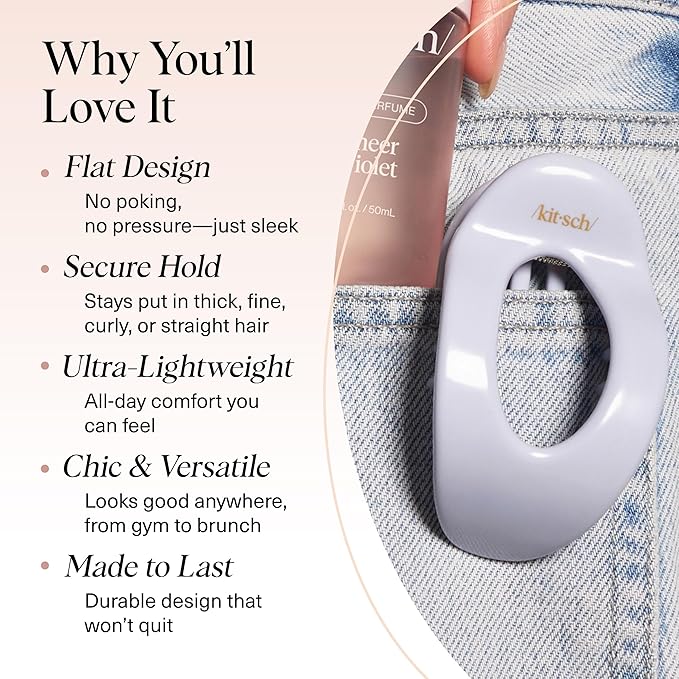 Kitsch Medium Flat Claw Clips for Women - Stylish Flat Hair Clips, Strong Hold for Thick & Fine Hair | Non-Slip for Secure, Comfortable All-Day Wear | Ideal Gifts for Women - Hydrangea Breeze