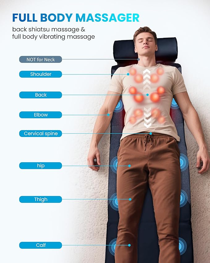 COMFIER FSA Full Body Massage Mat with Heat, HSA Eligible Shiatsu Back Massager for Pain Relief Deep Tissue Kneading & Vibration Heating Chair Massage Pad for Recliner, Sofa, Bed, Gifts for Mom Dad
