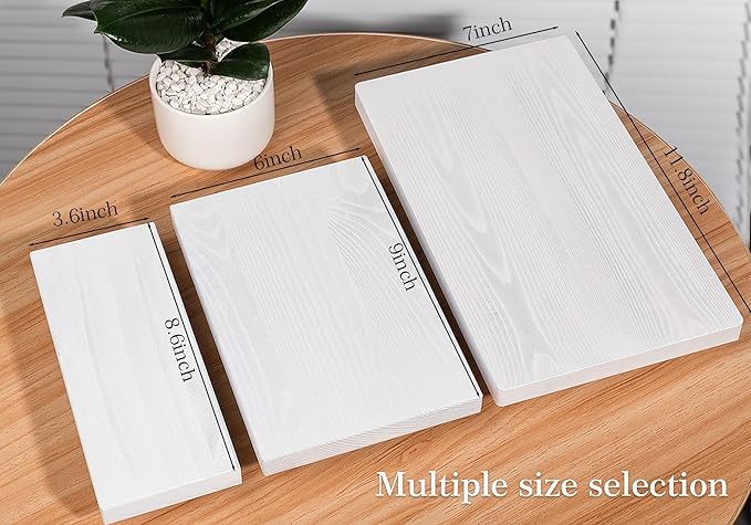 zoocatia Bathroom Counter Organizer Wood Pedestal Stand Farmhouse Decorative Tray Soap Holder for Kitchen Decor, Large 11.8" x 7" - White