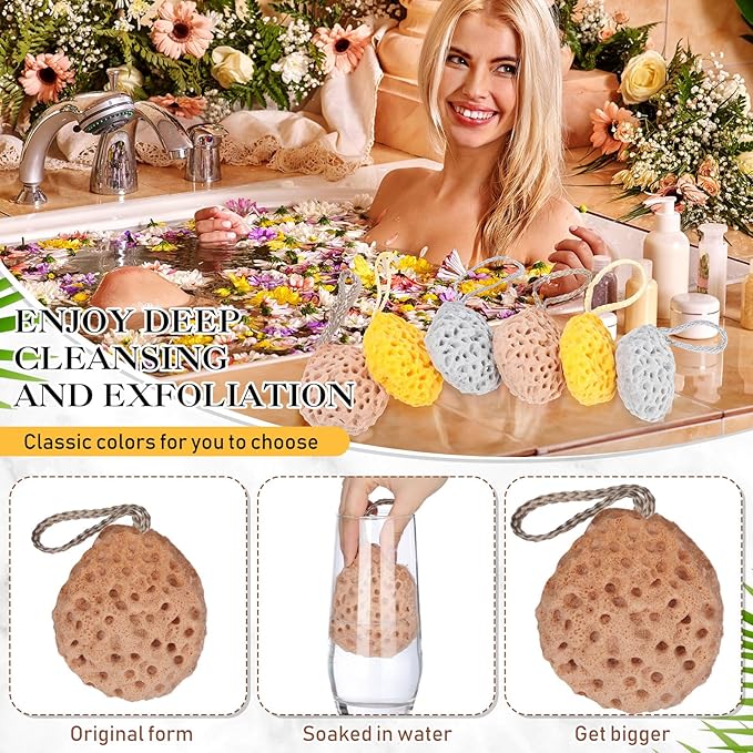 6 Pcs Bath Sponge Deep Cleansing Body Loofah Gentle and Deep Exfoliating Body Scrubber Bath Accessories Men Women Baby Sponge for Bathing Shower (Classic Color)