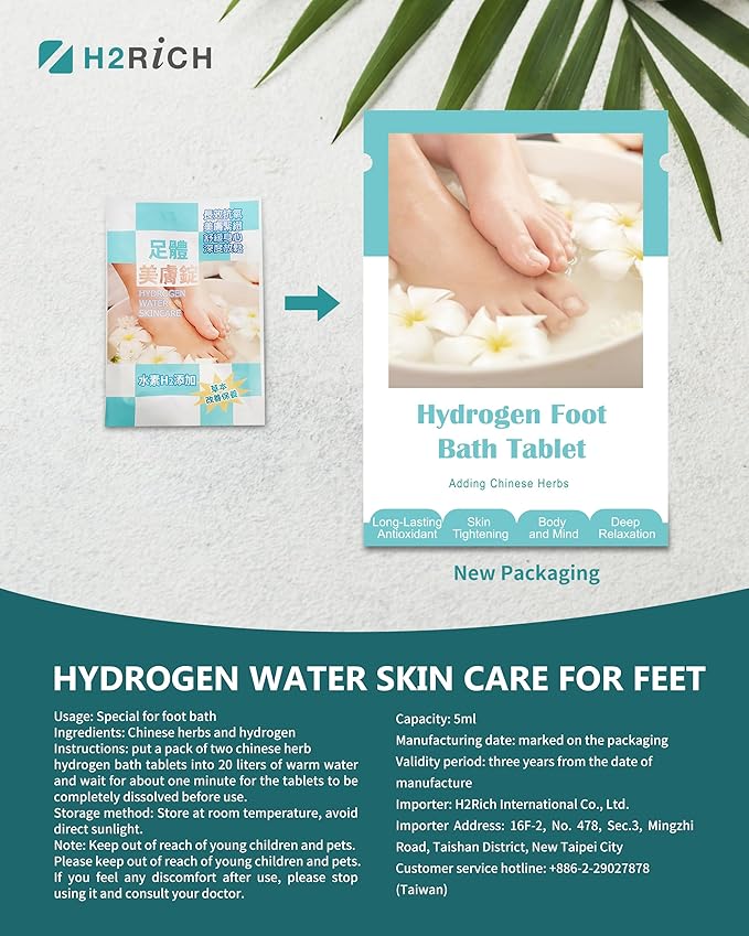 Hydrogen Foot Soak Effervescent Tablets 3 Pack | Ginger & Mugwort Herb Foot Bath, Relaxing Spa Pedicure Care | Improves Circulation, Soothes Tired Feet, Softens Calluses, Controls Odor