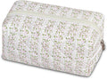 Quilted Makeup Bag Floral Cotton Make up Bag Puffy Coquette Makeup pouch Aesthetic Cute Travel Toiletry Bag for Women Girls