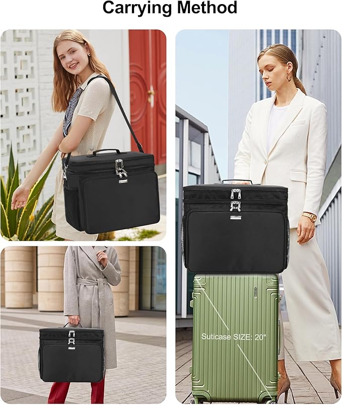 Relavel Hair Tools Travel Bag Hairstylist Traveling Bag Dual Layer Hairdresser Cosmetology Bag Storage Organizer Case for Hair Stylist Essentials, Barber Accessories with Adjustable Dividers