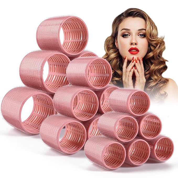 Ceramic Thermal Hair Rollers Set for Women,18 Pcs Curlers No Heat for Blowout Look,Large Self Grip Heatless Hair Rollers for Long Medium Short,Hair Styling Tool