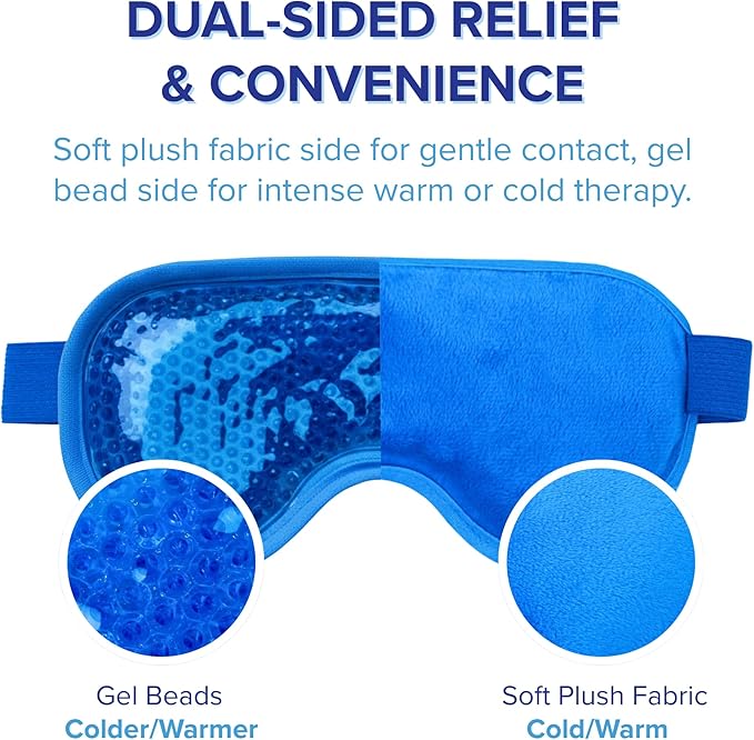 LIFE WORKS Gel Eye Mask, Hot or Cold Therapy for Puffy Eyes, Dark Circles, Headaches, and Migraines, Soft Gel Beads and Liquid Filling for Cooling or Warming Comfort